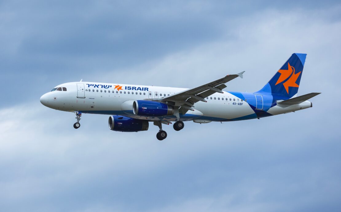 An Israir Airbus A320 flying in the sky