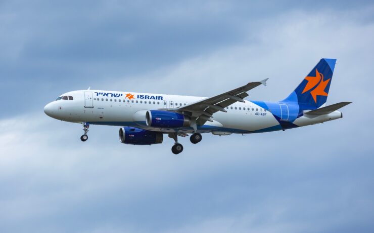 An Israir Airbus A320 flying in the sky
