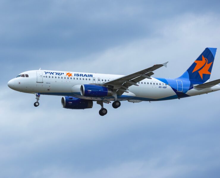 An Israir Airbus A320 flying in the sky