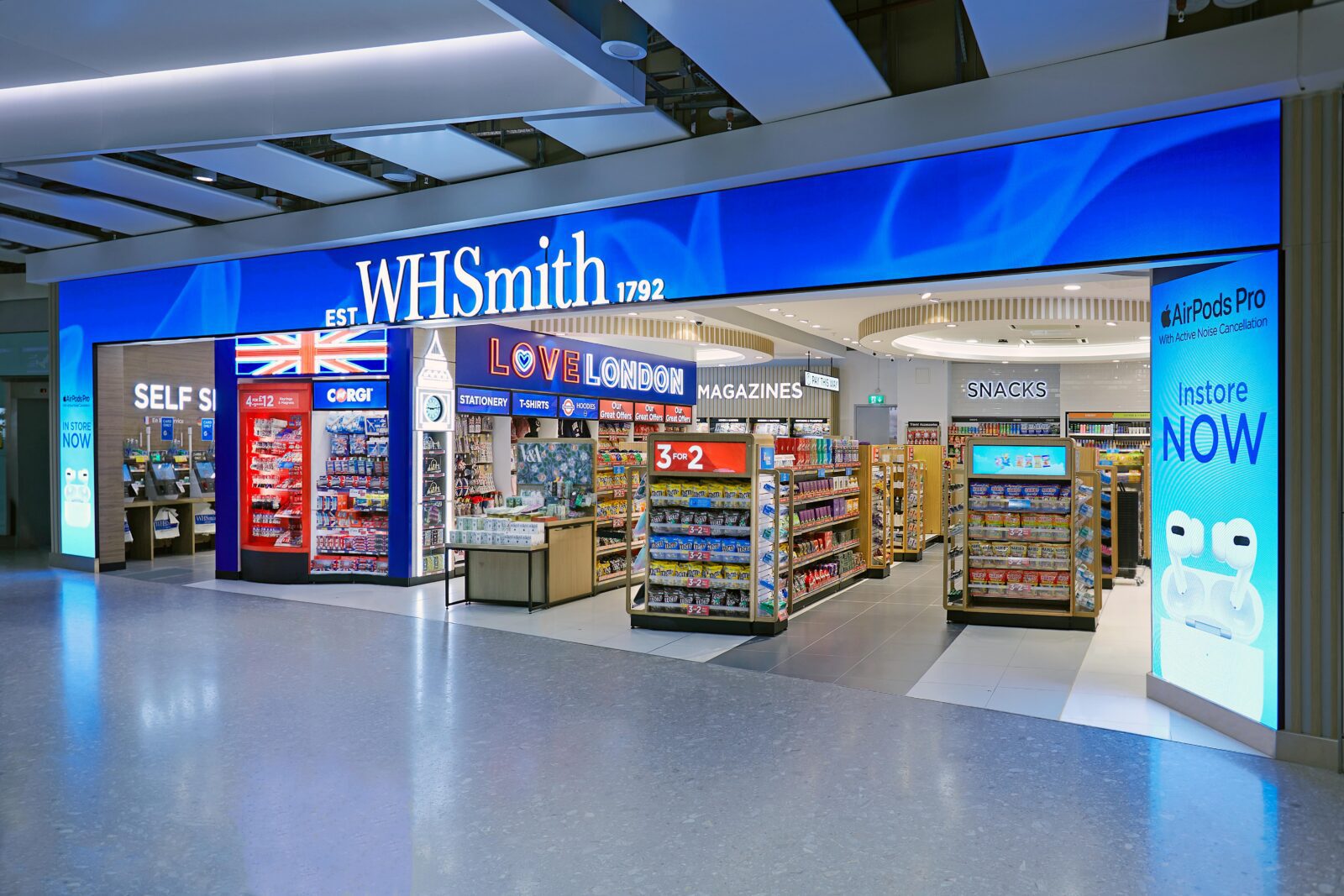 a WHSmith store in an airport