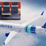 a rendering on a united airlines a321 coastliner with an inset photo of a new economy seat