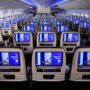 rows of united airlines economy seats on the boeing 787-9