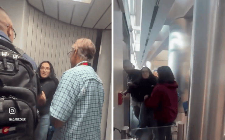 woman is detained by ICE agents as she attempts to board Southwest Airlines flight at Denver Airport