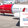 a norwegian boeing 737 with an inset photo of the british airways logo in an instagram post