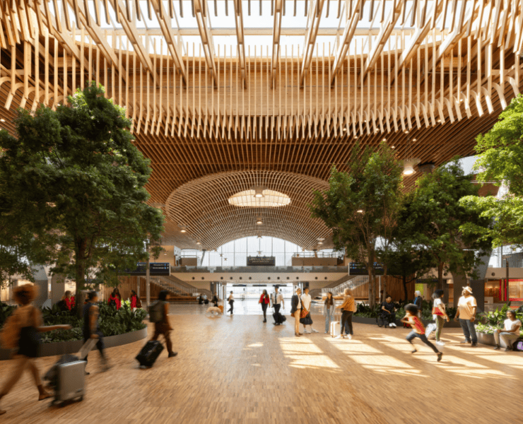 THE INSIDE OF PORTLAND AIRPORT MAIN TERMINAL