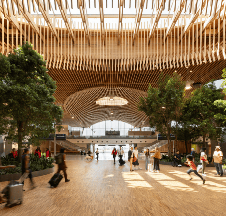 THE INSIDE OF PORTLAND AIRPORT MAIN TERMINAL