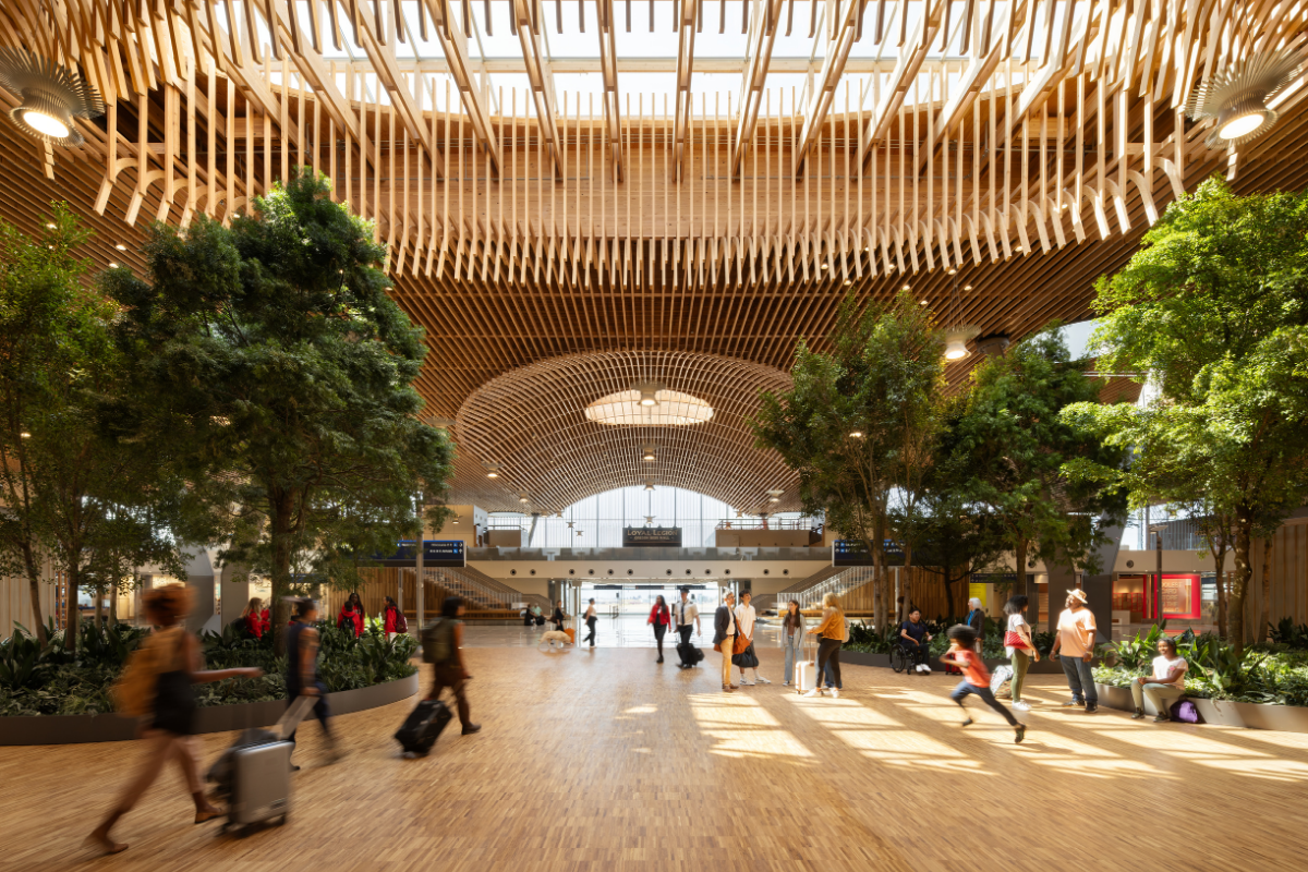 THE INSIDE OF PORTLAND AIRPORT MAIN TERMINAL