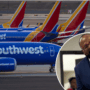 A montage of southwest airlines airplanes and flight attendant Lorenzo Thompson
