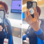 a collage of a united airlines airport agent