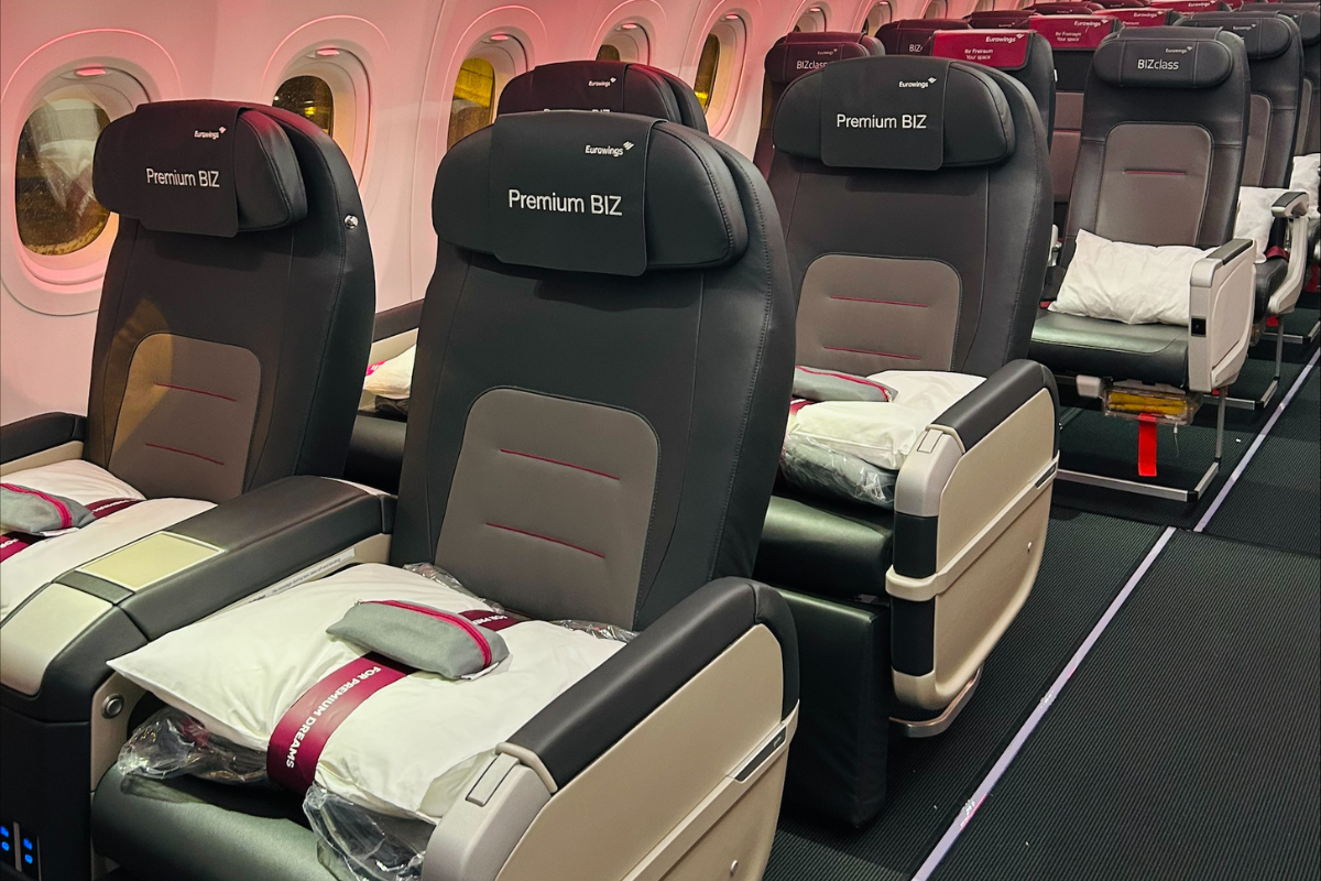first class recliner seats on eurowings a320neo aircraft