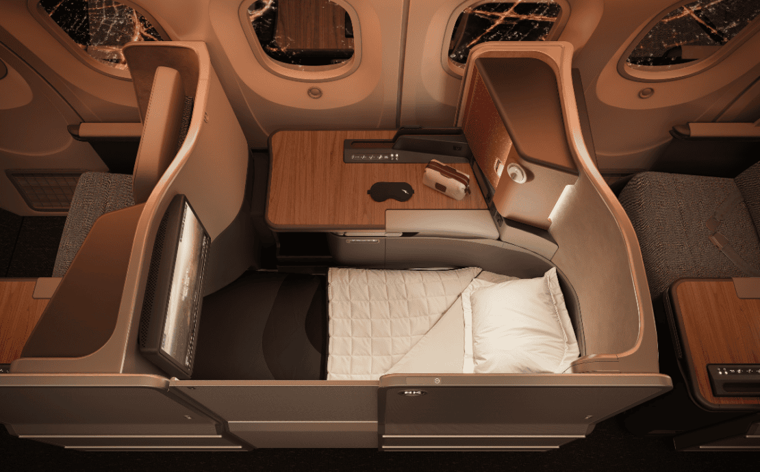 a rendering of new business class suites on upcoming deliveries of boeing 787 Dreamliners