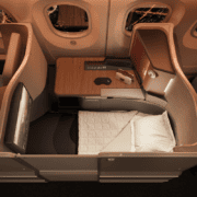 a rendering of new business class suites on upcoming deliveries of boeing 787 Dreamliners
