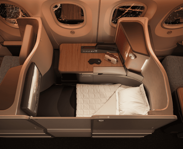 a rendering of new business class suites on upcoming deliveries of boeing 787 Dreamliners