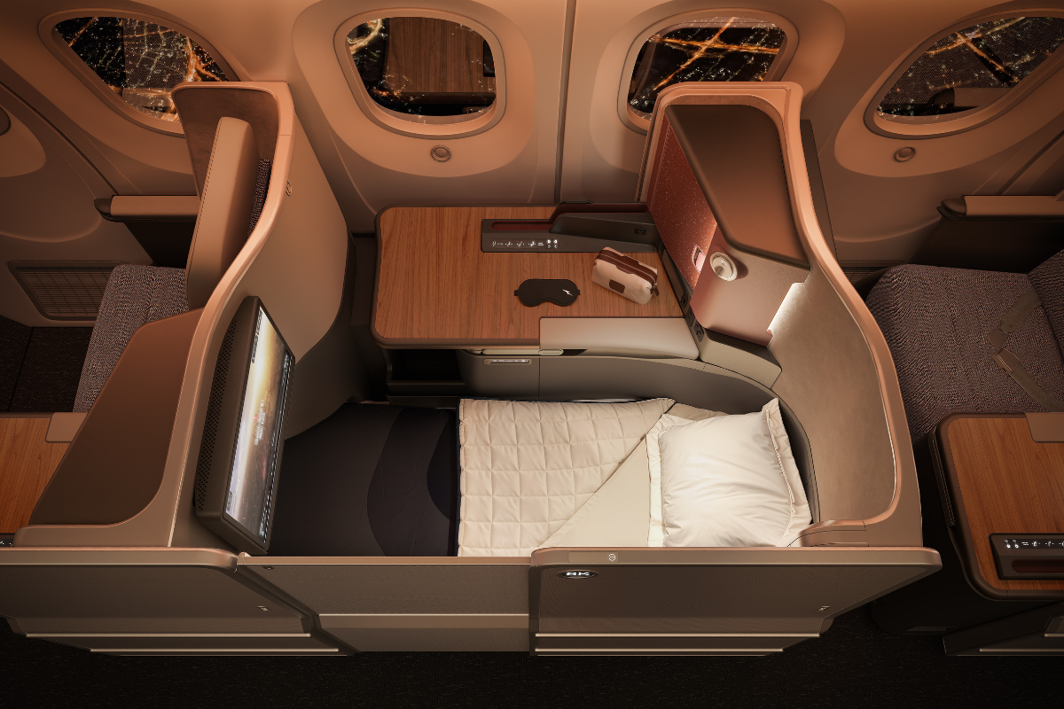 a rendering of new business class suites on upcoming deliveries of boeing 787 Dreamliners