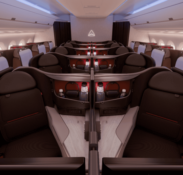 a rendering of the new Delta One cabin on upcoming deliveries of A350-1000 aircraft
