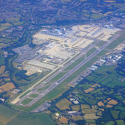 an aerial shot of london gatwick airport