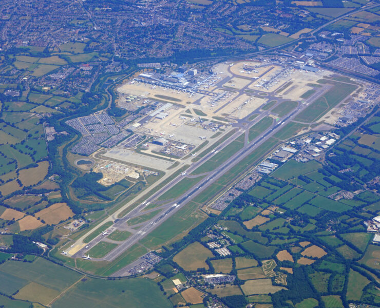 an aerial shot of london gatwick airport