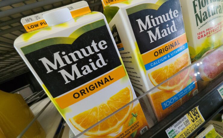 minutes juices lined up in a supermarket