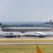 two antonox cargo planes on the tarmac at Leipzig airport